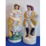 A pair of large 19th century Staffordshire flat backs, The Fish Sellers,