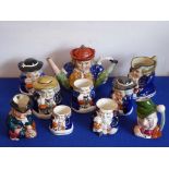 A selection of Staffordshire style jars, toby jugs etc.