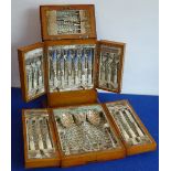A fine 19th century silver-plated dessert service: two pairs of nut crackers,