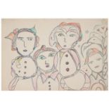 MARTHA GRÜNENWALDT (1910-2008) PERSONNAGES Pencils on paper 8 11/16 X 12 3/16 IN.