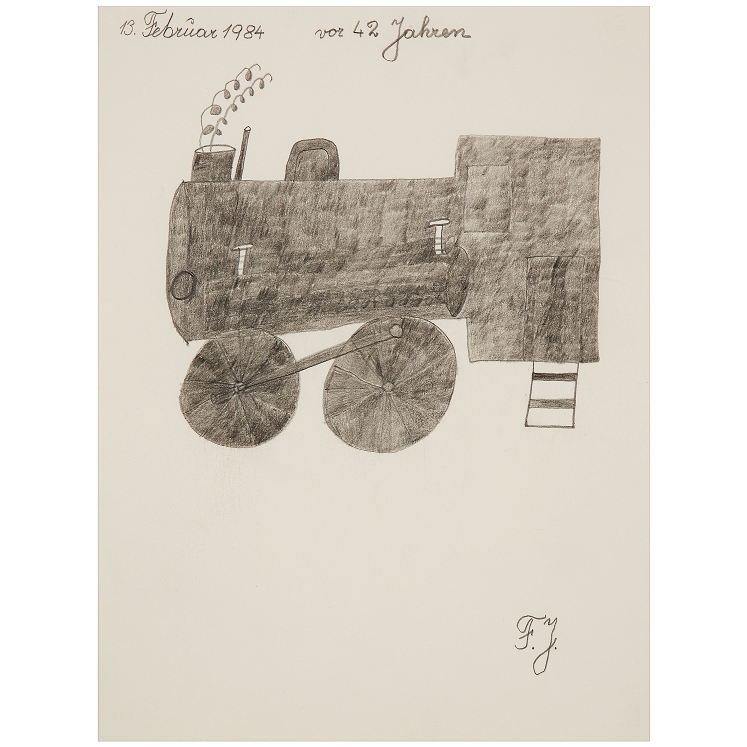 JOHANN FISCHER (1919-2008) 42 ANS AVANT, 1984 Pencil on paper; dated "13.2.1984" upper left;