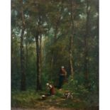 Johannes Marius TEN CATE (Amsterdam 1859 - La Haye 1896)Paysage boisé animé An animated wooded