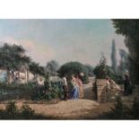 Edmond HEDOUIN (Boulogne-sur-Mer 1820 - Paris 1889)La RoseraieThe rose garden, canvas, signed and