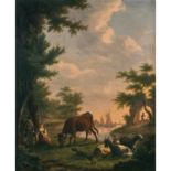 Frans SWAGERS (Utrecht 1756 - Paris 1836)Couple et son troupeauCouple and his herd, original canvas,