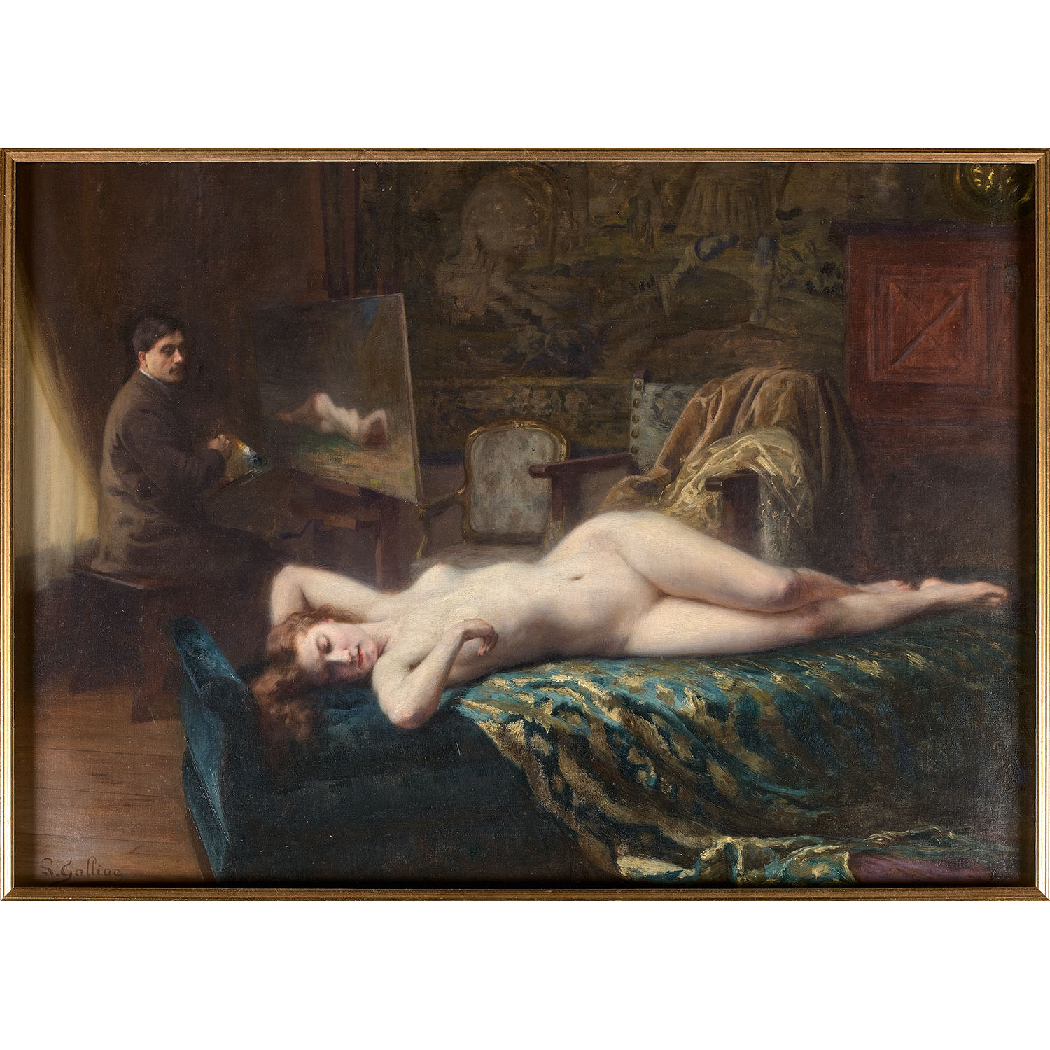 Louis GALLIAC (Dijon 1849 - Paris 1934)Le modèleThe model, original canvas, signed lower left: L