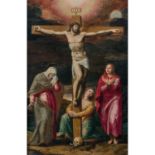 École ITALIENNE vers 1600, entourage de Marcello VENUSTILa Crucifixion entre la Vierge, Marie-