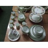 A Paragon cake stand together with a Noritake coffee set and other teawares.