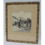 RUDAN BROGGER (? Norwegian early 20th Century) - four etchings of Norwegian mountains and fir