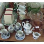 Assorted glassware together with coffee set and other ceramics.