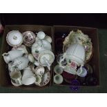 A part tea service together with assorted pottery and porcelain. (2 boxes).