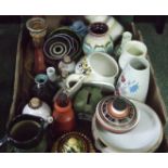 Assorted vases together with money box; small bowls etc.