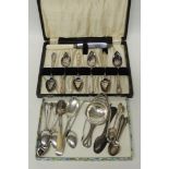 A set of six silver coffee spoons, two silver sugar nips and two other silver spoons, total weight