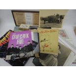 A quantity of assorted ephemera including German WWII propaganda leaflet (framed); Aircraft "