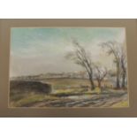 ROBERT HUME (1861 - 1937) - a winter landscape, oil sketch, unsigned, 17cms x 24.5cms Provenance: