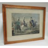 A 19th Century hand coloured lithograph "Meeting of Wellington & Blucher" pub Lipschitz, in birds