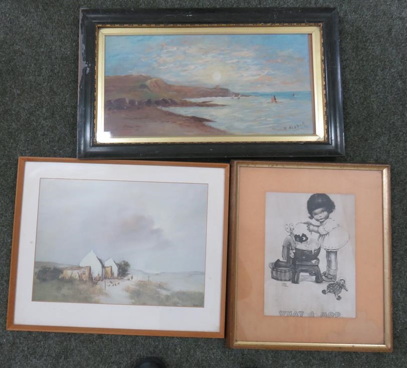 A pair of framed pictures of ships on the sea together with assorted framed and unframed pictures. - Image 2 of 2