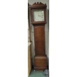 A 19th century oak cased 30 hour long case clock, the painted dial illegibly signed 'Halesworth',