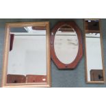 A gilt framed rectangular wall mirror, together with two other mirrors (3).