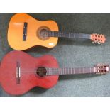 Two acoustic guitars.