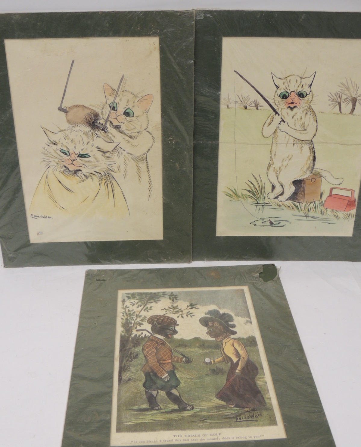 After LOUIS WAIN - a coloured print of two cats at the seaside together with three mounted prints of - Bild 2 aus 2