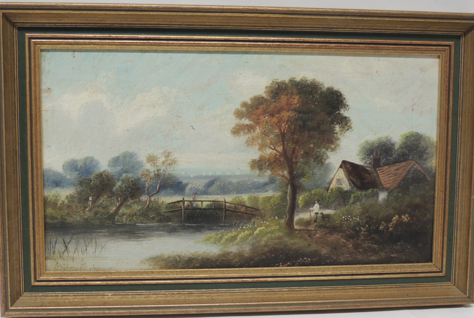 LATE 19TH CENTURY ENGLISH SCHOOL - Mountainous scene with bridge over a river, oil on board, - Image 2 of 2