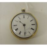 A 19th Century keywound pocket watch having white enamel dial, by William Foot, London no.904, verge