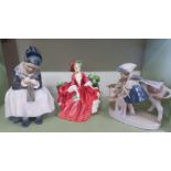 A Royal Doulton figure of a lady 'Lydia', a Royal Copenhagen figure and another figure (3).