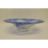 An early 20th Century Bohemian blue flash cut glass fruit bowl, 31cms diam