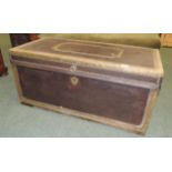 A 20th century camphorwood leather covered brass studded and edges blanket chest, with brass