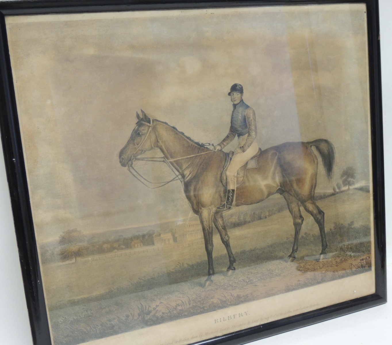 A 19th Century print of racehorse "Bilbery" 49cms x 54cms