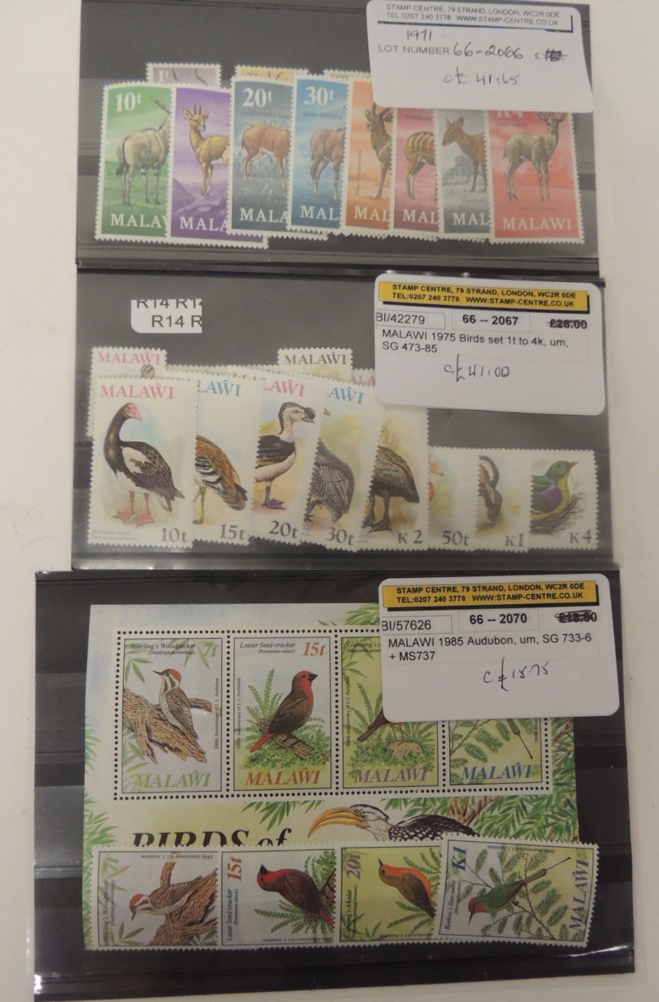 MALAWI - 1971 Animals; 1975 Birds; 1985 Audubon Birds, sets, unmounted, cat.£98