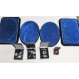 Two matching pairs of fabric covered jewellery display boards (one pair oval and one pair