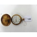 An unmarked gold full Hunter Waltham pocket watch