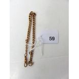 A rose gold curb chain, adapted for fob or bracelet, hallmarked 9ct on chain and fob weight approx