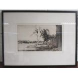 Malcolm Osborne, City Walls, Avignon, dry point etching, signed in pencil bottom right, label verso,