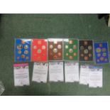 Six cased London Mint Office coin sets for the years 1972, 1973, 1974, 1975, 1976, and 1977 (6)