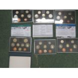 Six cased London Mint coin sets for the years, 1985, 1986, 1987, 1988, 1989 and 1990 (6)