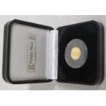 London Mint Office, 2008 25th anniversary Isle of Man Gold Angel Piedfort Coin, cased and with