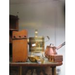 Quantity of brass and copperwares etc