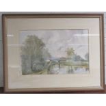 Daphne Vulliamy, A Canal in Burgundy, watercolour, signed and framed, 31cm x 50cm