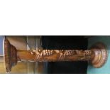 Vine carved hardwood pedestal torchere