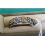 A marked 9ct and SIL, blue and white sapphire eternity ring, ring size P, weight 2.6g