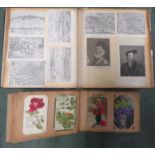 Victorian scrap album together with an album of postcards