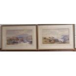 Tom Rounden, two framed watercolours of cattle, the first dated 1901 showing cattles at the top of a