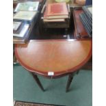 Nest of three tables in oak, together with a telephone stand and a reproduction hall table