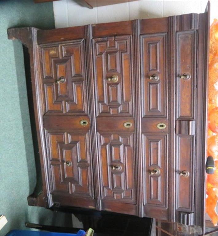 18th century oak chest of four graduating drawers (cottage cut) in the Jacobean style 100cm x