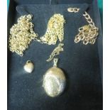 A collection of mixed metal jewellery to include 9ct gold and gold plated silver, with some items as