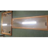 Gilt wall mirror, 59cm x 90cm together with another mirror, 112 x 29cm (2)