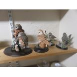 Four Border Fine Art figurines of Owls