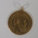 An 1876 Deutsches Reich 10 mark gold coin and adapted for a pendant, gross weight 4g